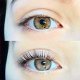 Comparaison de deux yeux, celui du dessous a des cils relevés
